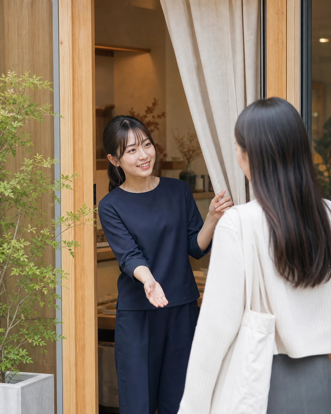 若いお客さまを迎えるひみつきちのサポートスタッフ